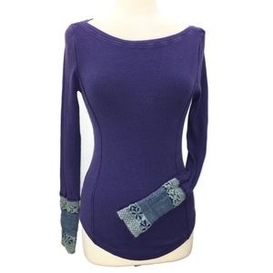 Free people purple waffle long sleeve